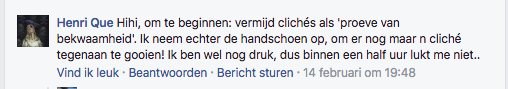 reactie facebook tekstschrijver